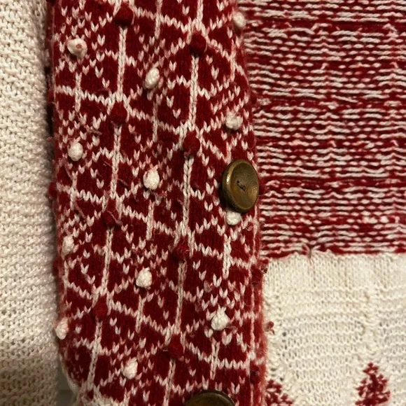 Sparrow Red and Cream Patterned Cardigan - Picture 2 of 7